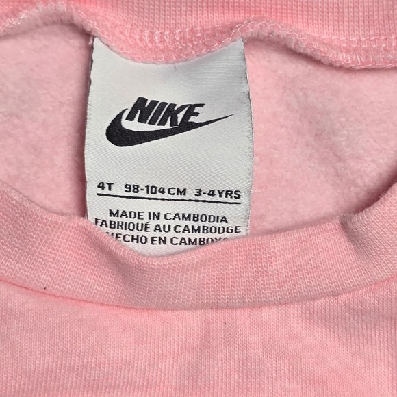 Nike Girls Pink Fleece‎ Sweatshirt & Black Velour Leggings Set Size 4T - Picture 3 of 10